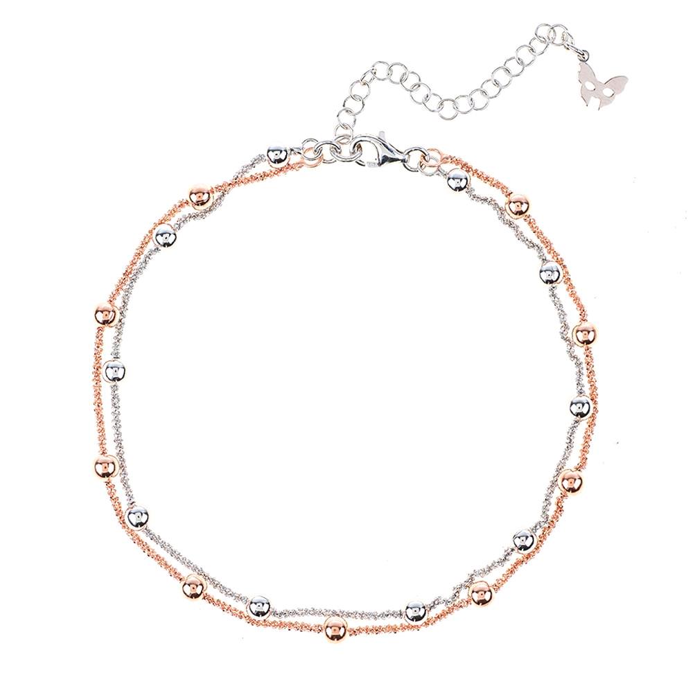 Silver & Rose Ankle Chain | Vamp London Jewellery