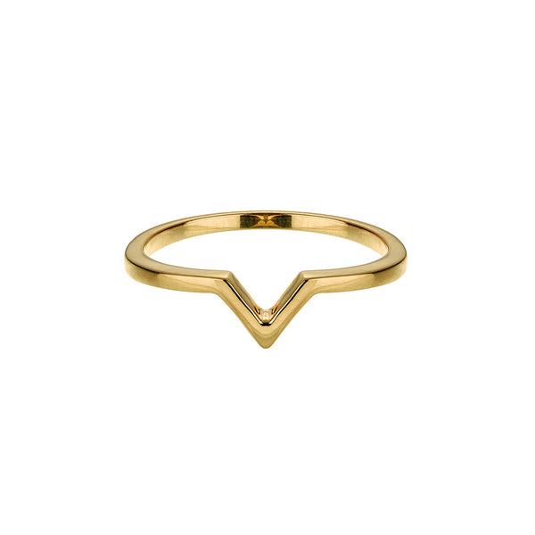 Yellow Gold V Ring | Vamp London Jewellery