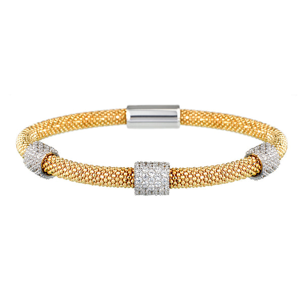 Yellow Gold Bracelet 3 Clusters | Vamp London Jewellery