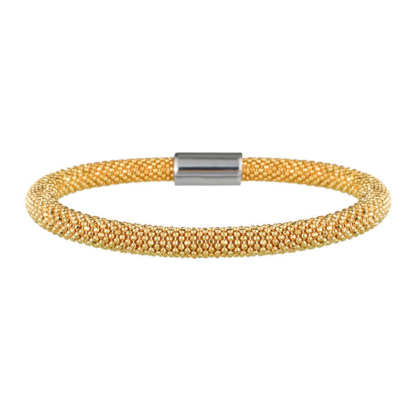 Yellow Gold Bold Mesh Bracelet | Vamp London Jewellery