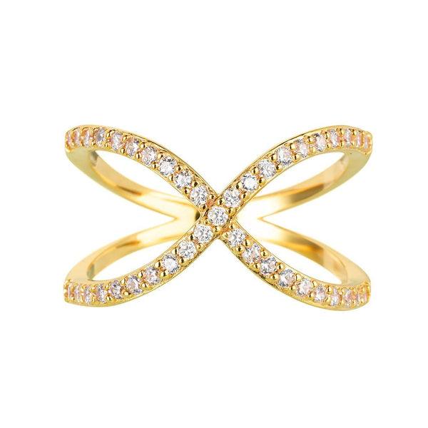 Yellow Gold Crossover Ring | Vamp London Jewellery
