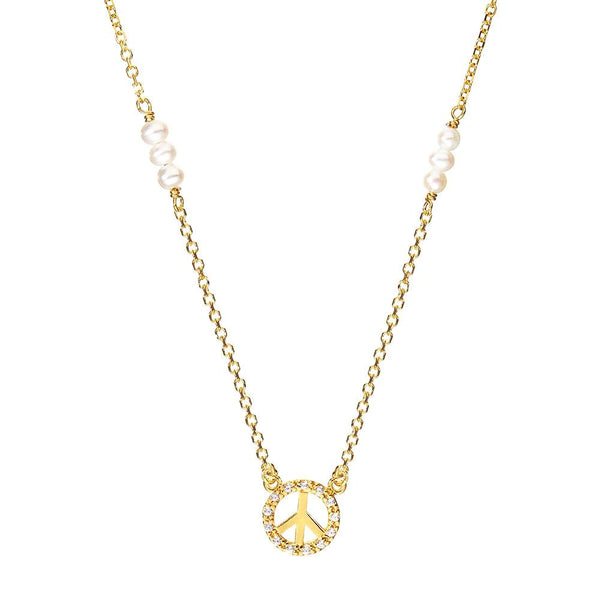 Symbolic Peace Yellow Gold Necklace | Vamp London Jewellery
