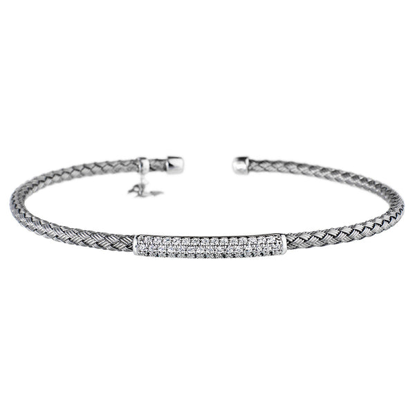 Oxidised Bracelet CZ Bar | Vamp London Jewellery